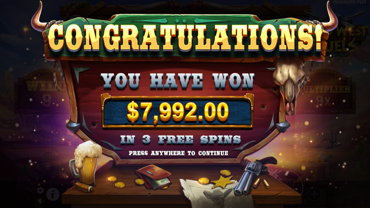 7992 dollars won on wild west duels