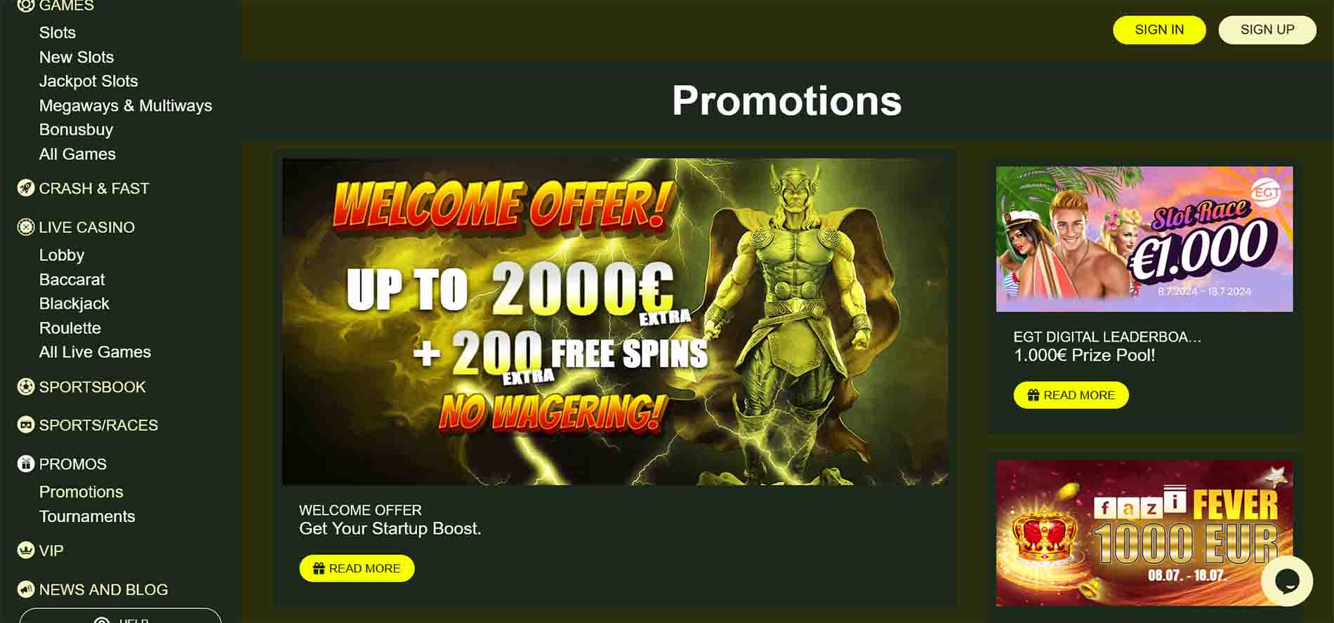 Thor Casino Promotions