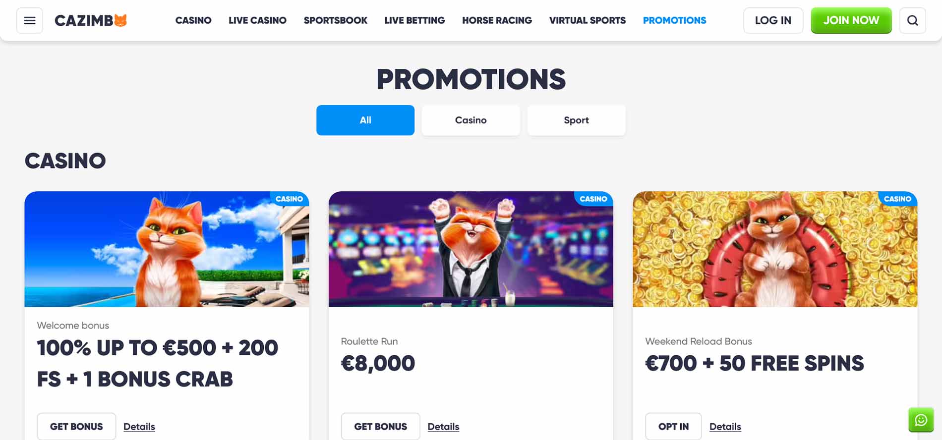 Cazimbo casino promotions