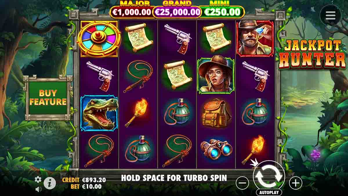 Jackpot Hunter slot game by Pragmatic Play, base game view