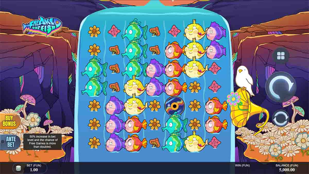 Freaked out Fish slot game by Blue Guru Games, Base Game view