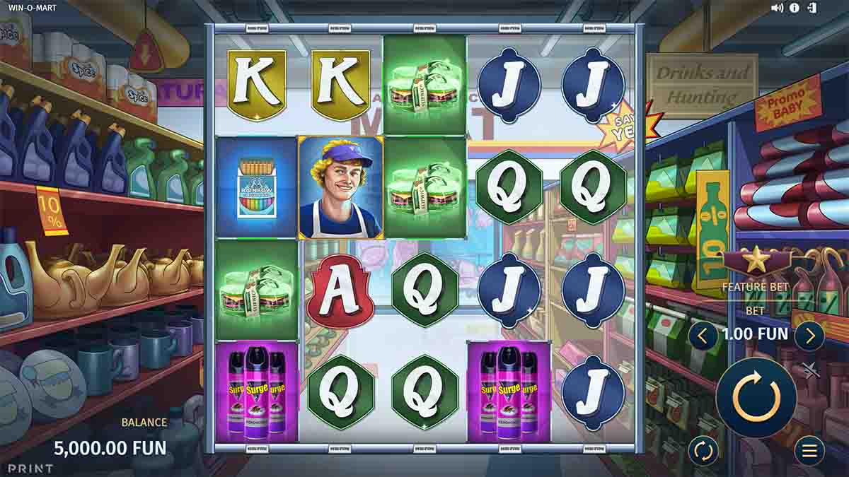 Win-O-Mart slot game by Print Studios, base game