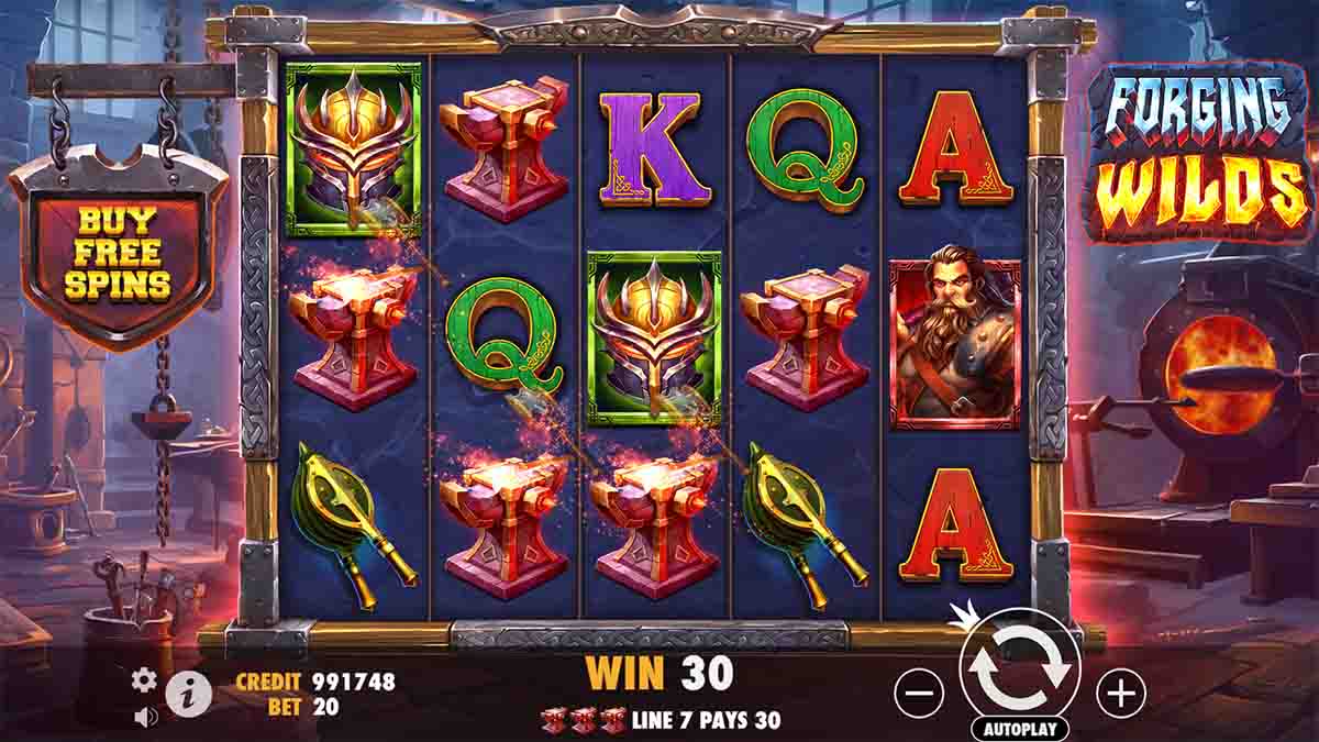 Forging Wilds slot game by Pragmatic Play, 30 win