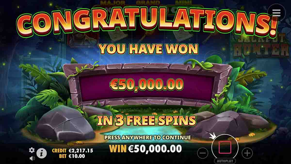 Jackpot Hunter slot game by Pragmatic Play, 50,000 win