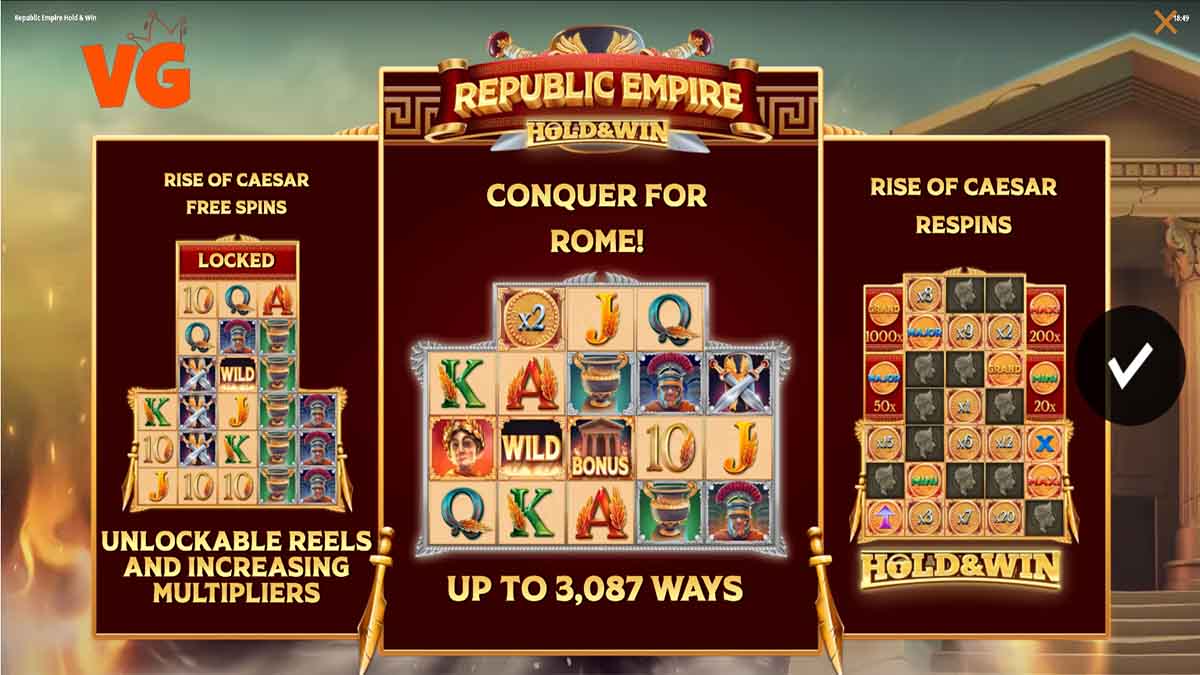 Republic Empire Hold and Win slot game by iSoftBet, base game view