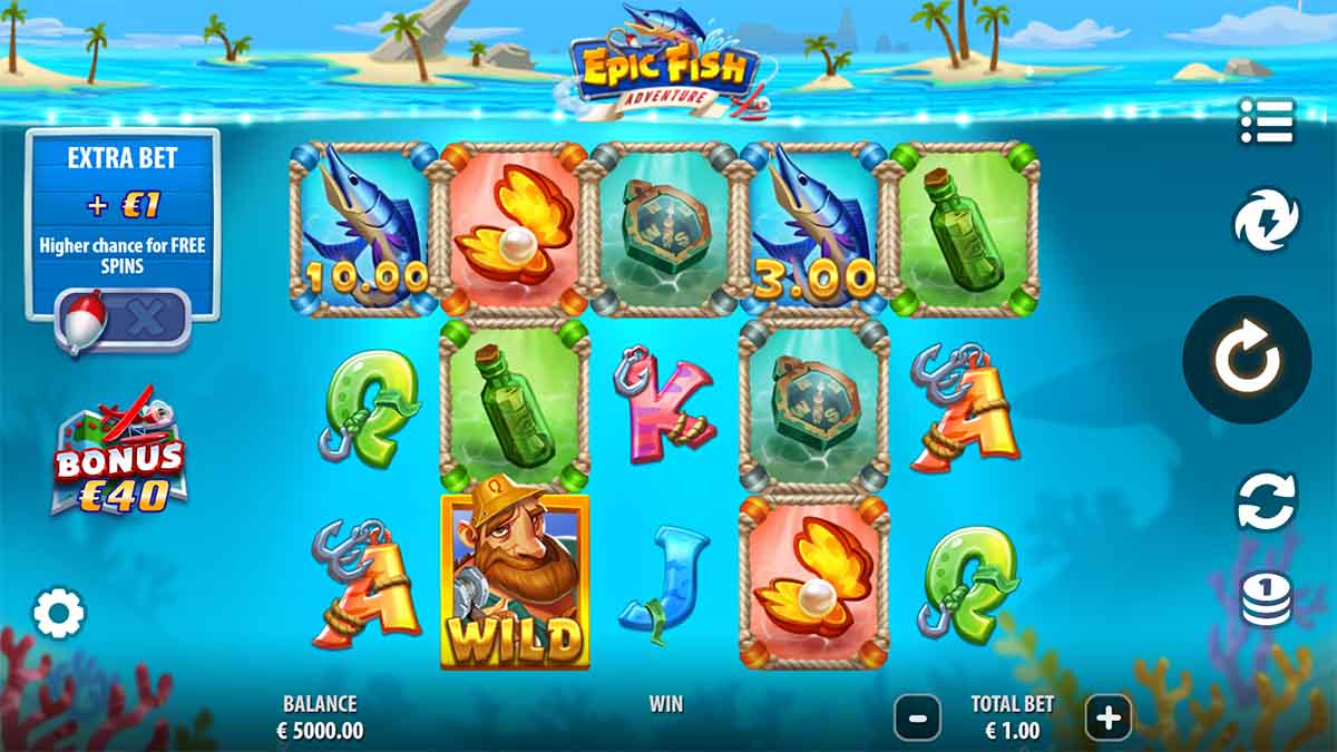 Epic Fish Adventure slot game by Quickspin, Base Game view