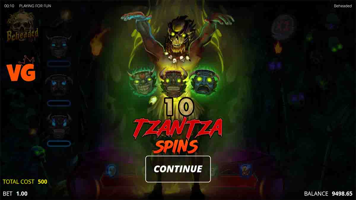 Beheaded Slot game by Nolimit City, Tzantza free spins