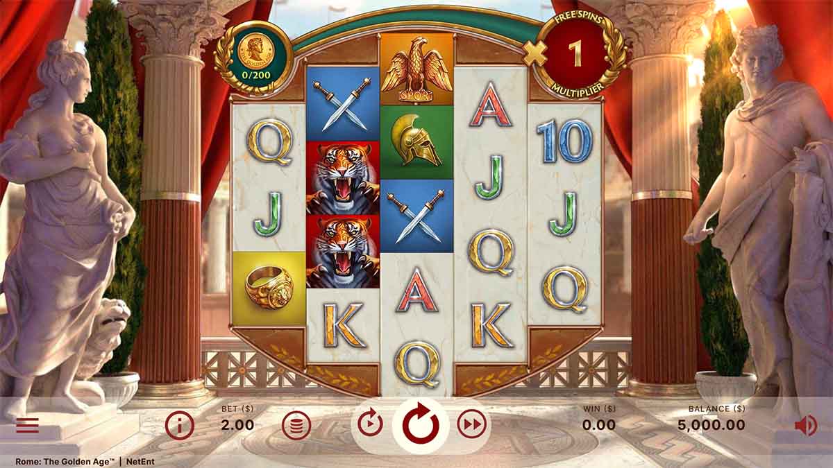 Rome The Golden Age slot game by NetEnt, Base Game view