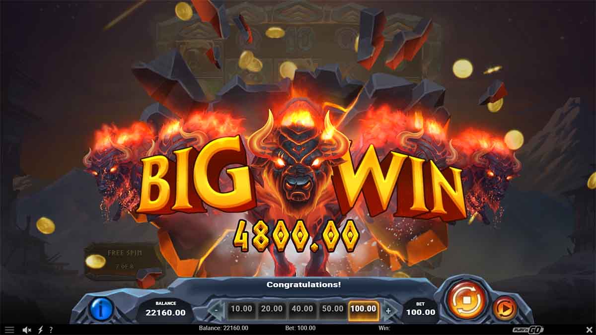 Beasts of Fire Maximum slot game by Playn GO showing Big Win of 4800