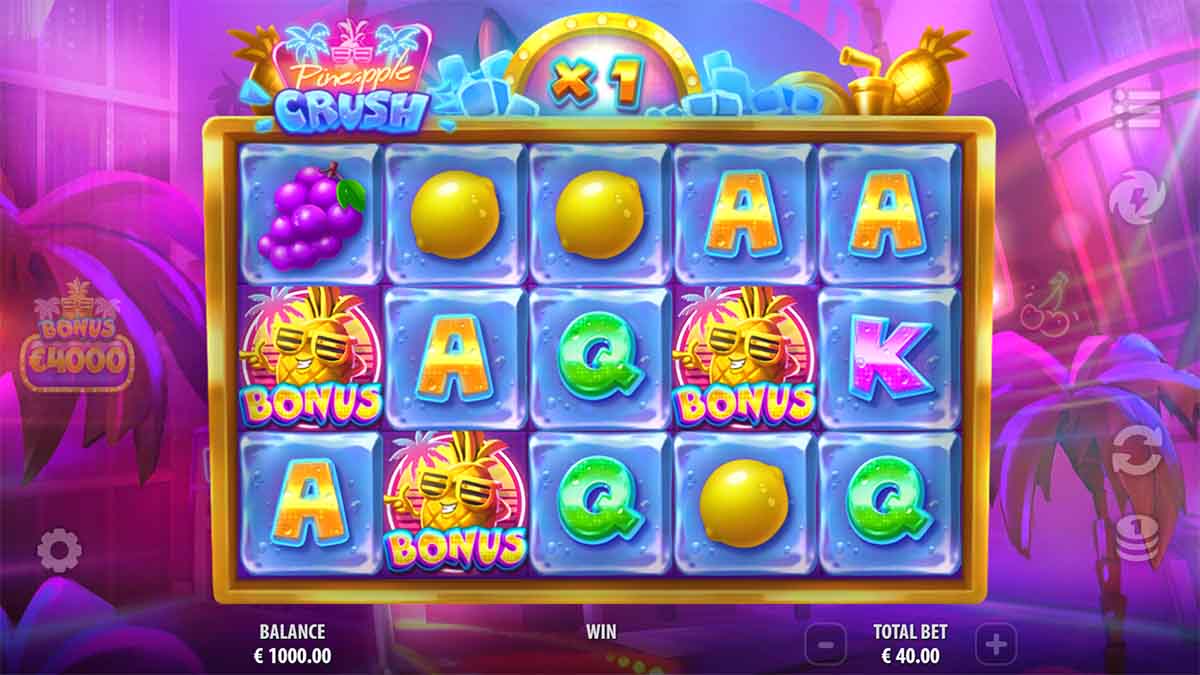 Pineapple Crush slot game by Quickspin, bonus spin