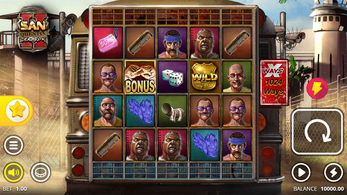 San Quentin 2 Death Row slot game by Nolimit City, Base Game view