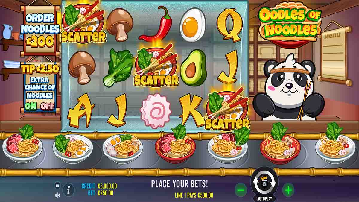 Oodles of Noodles slot game by Pragmatic Play, Base Game view