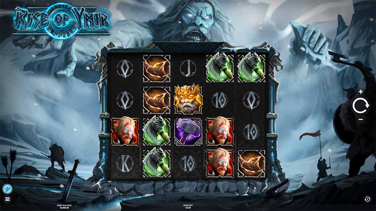 Rise of Ymir slot game by Hacksaw Gaming, Base Game view