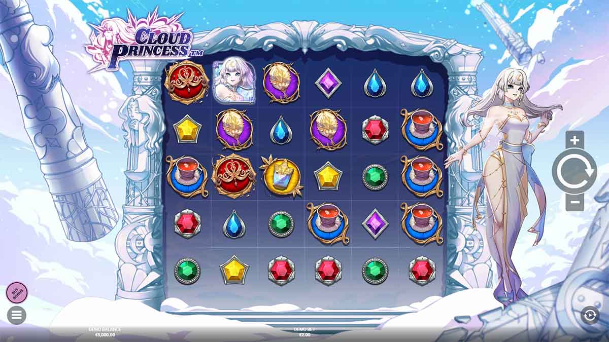 Cloud Princess slot game by Hacksaw Gaming, Base Game view