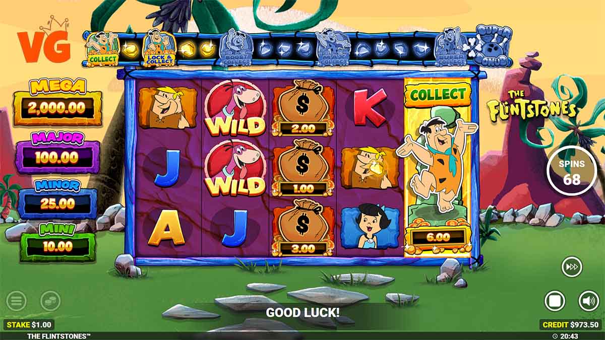 The Flinstones slot game by Blueprint Gaming, collect win