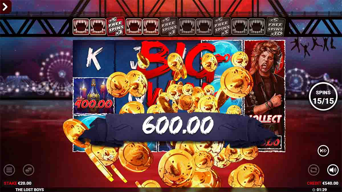 The Lost Boys slot game by Blueprint Gaming, €600 win