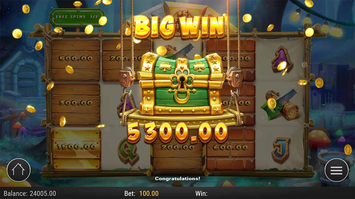 Buildin' Bucks slot game by Pragmatic Play showing big win of 5300