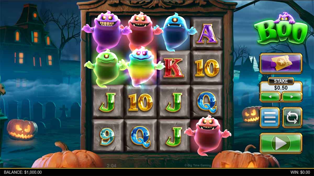 Boo slot game by Big Time Gaming, base game