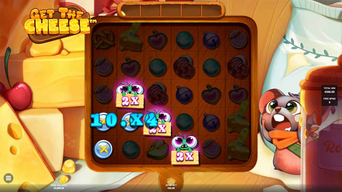 Get The Cheese slot game by Hacksaw Gaming, showing Winning Combination