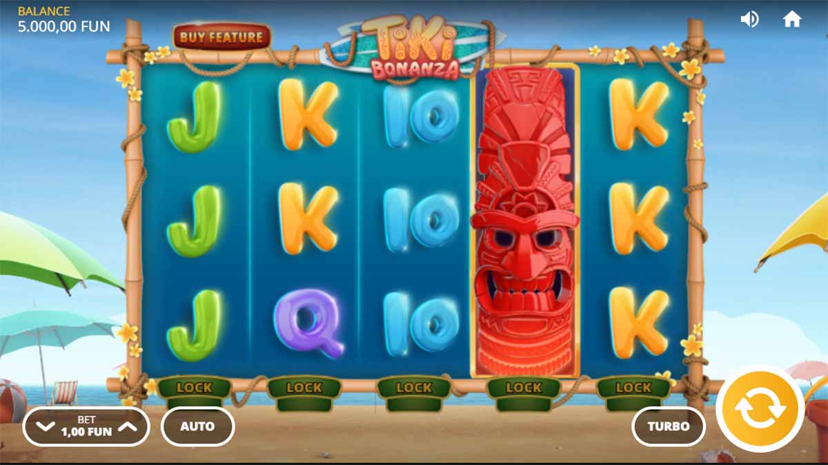 Tiki Bonanza slot game by Silverback Gaming, Base Game view