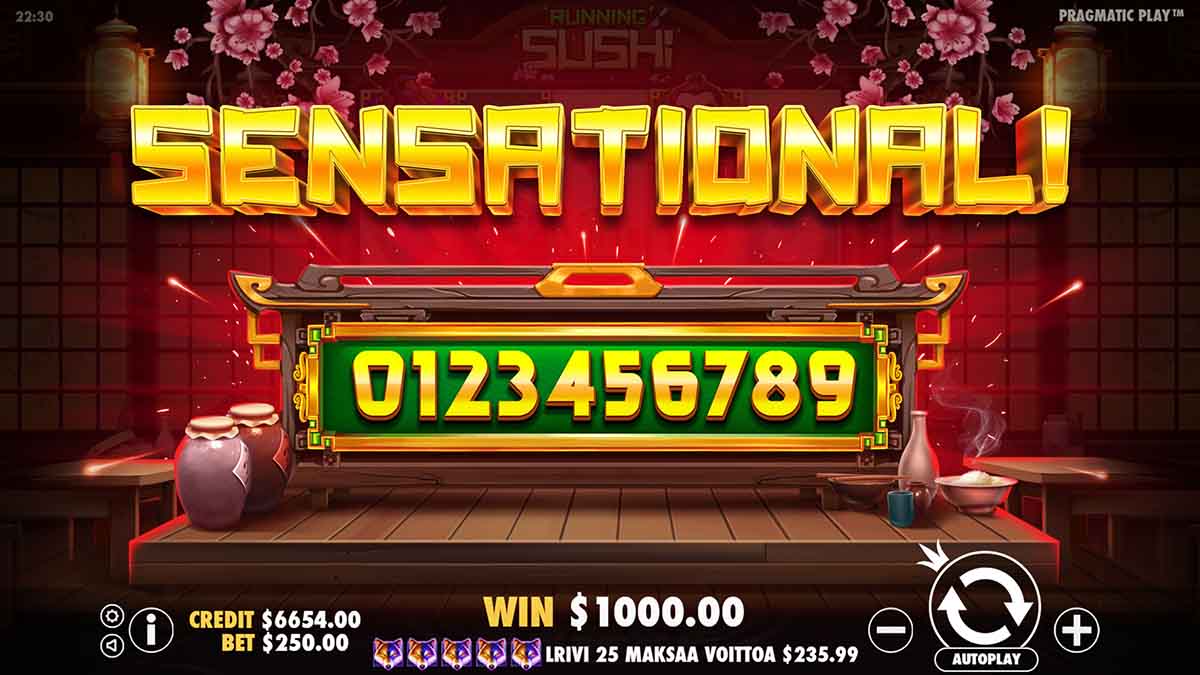 Running Sushi slot game by Pragmatic Play, Sensational win