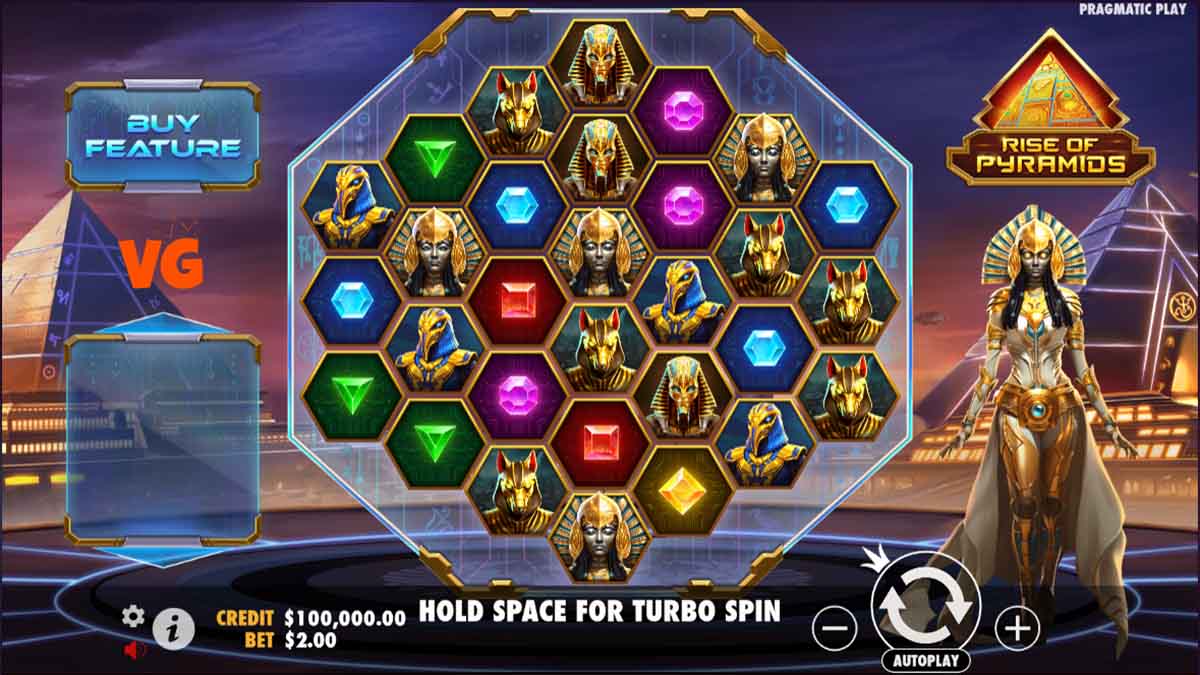 Rise of Pyramids slot game by Pragmatic Play, base game view