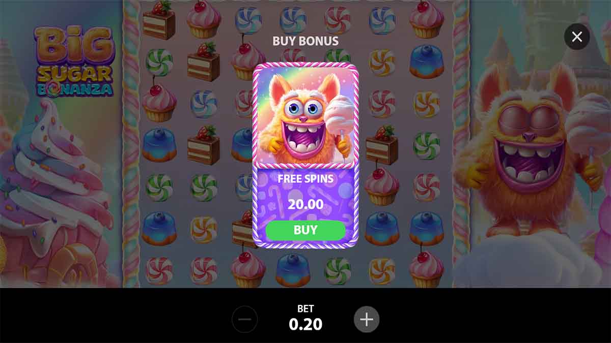 Big Sugar Bonanza slot game by Stakelogic, featuring Buy Bonus