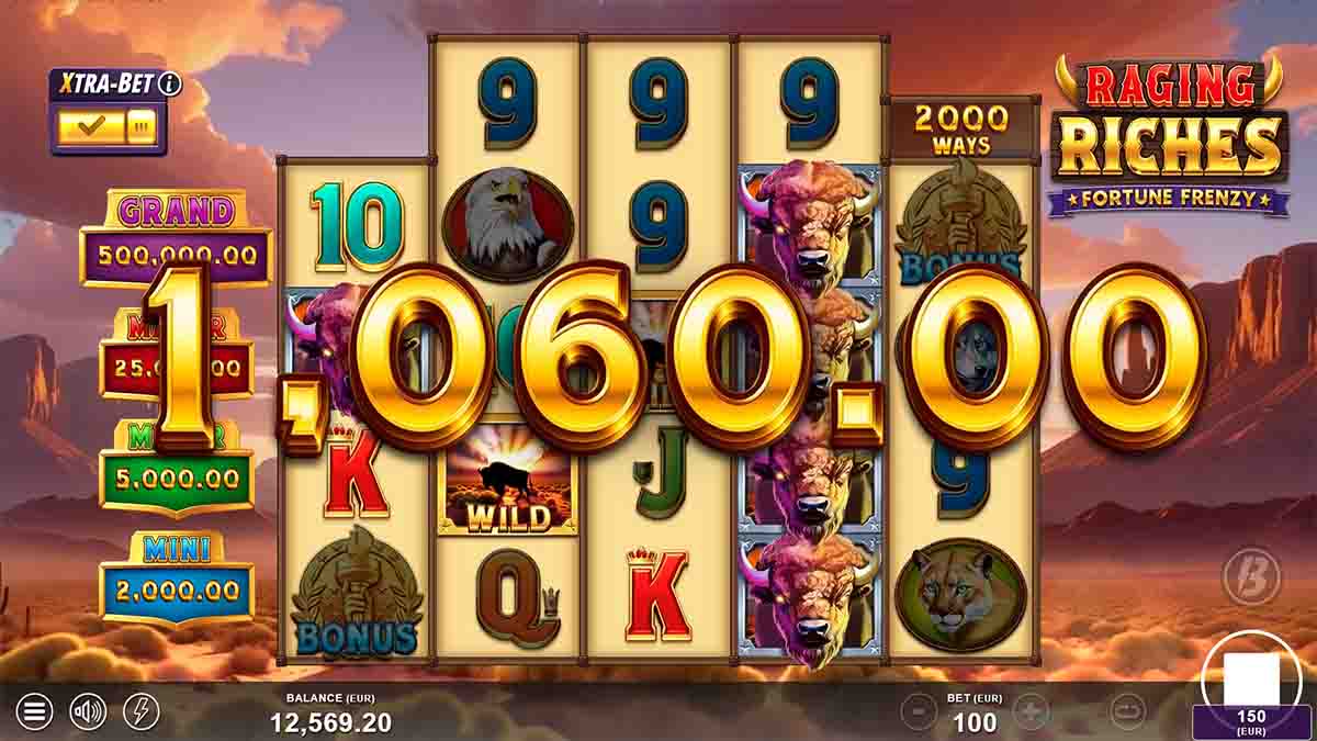 Raging Riches slot game by Slotmill, €1,060 win