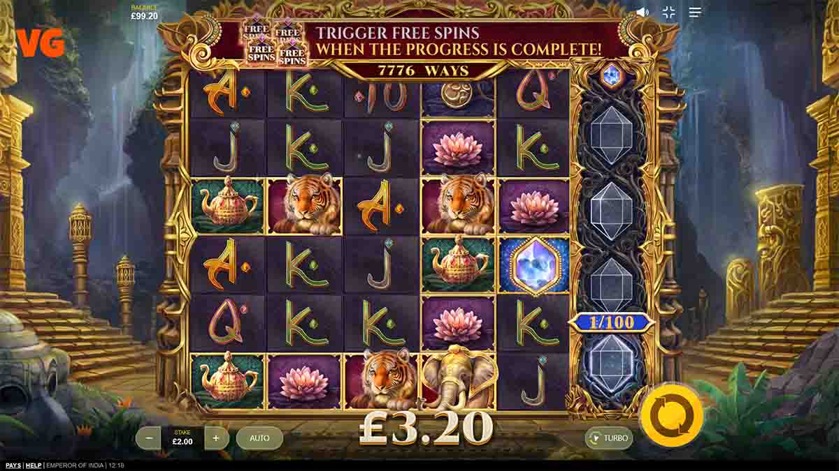 Emperor of India slot game by Red Tiger Gaming, 3.20 win