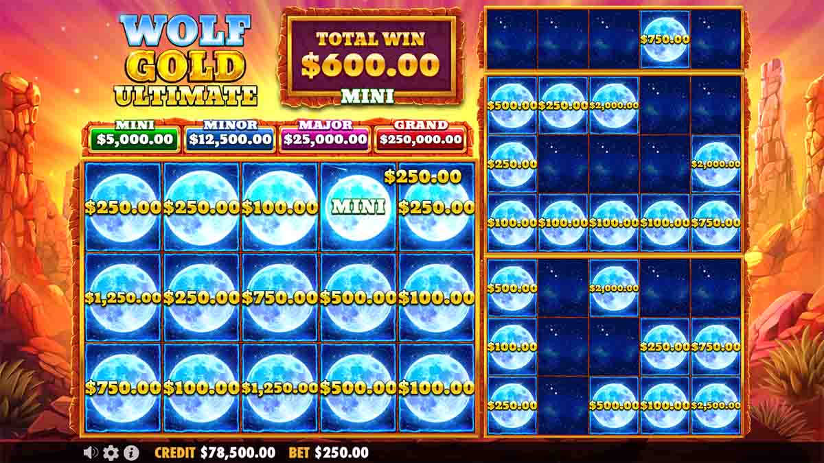 Wolf Gold Ultimate slot game by Pragmatic Play, featuring Free Respins view