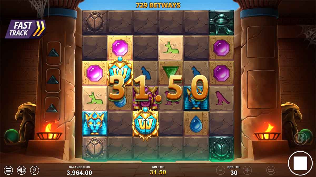 Sands of Eternity slot game by Slotmill, showing Win of 31.50