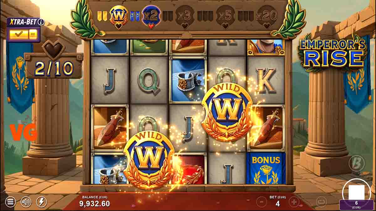 Emperors's Rise slot game by Slotmill, extra free spins