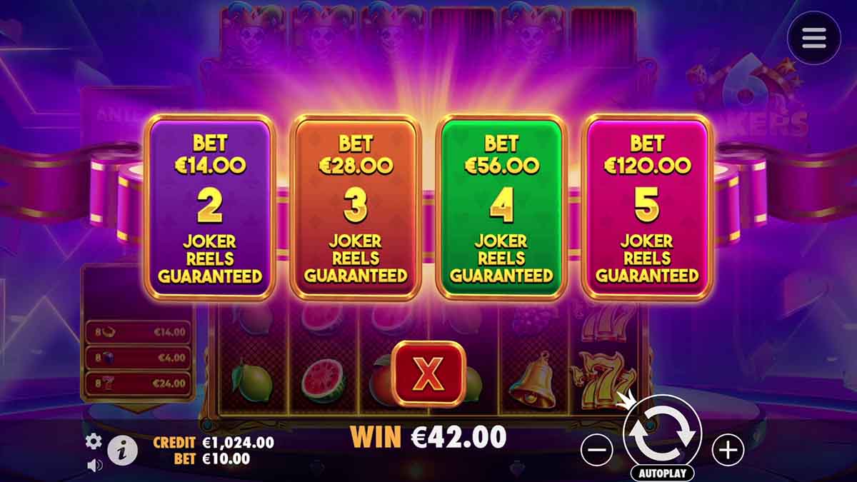 6 Jokers slot game by Pragmatic Play, Ante bet