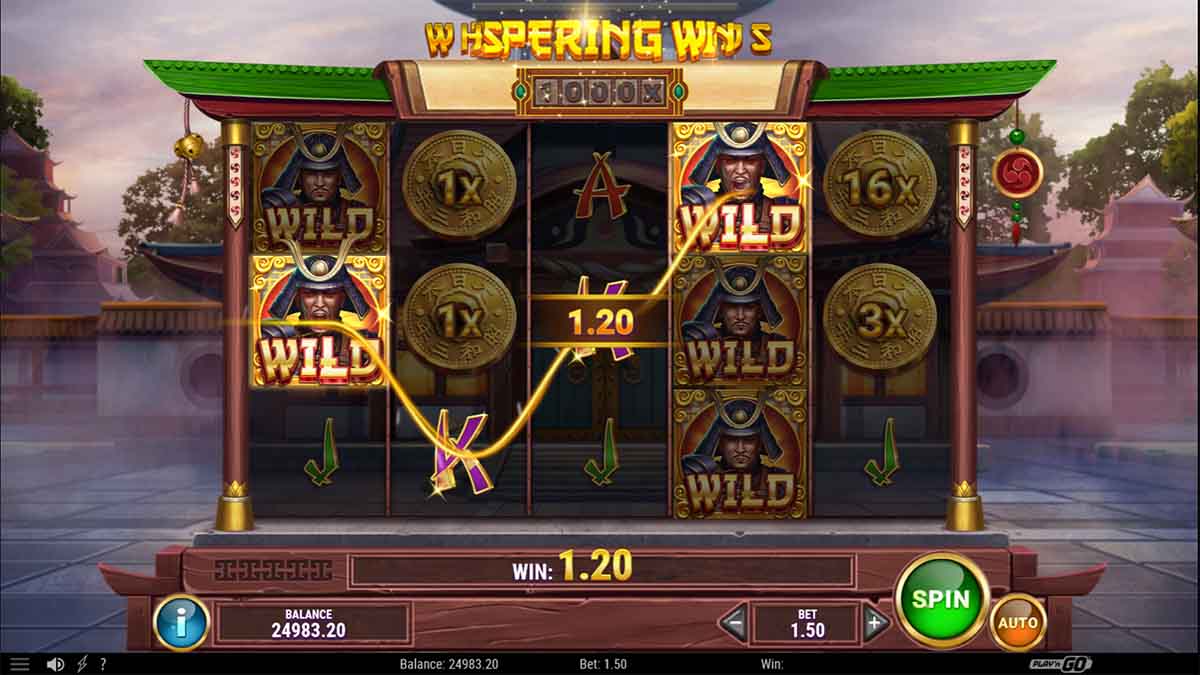 Whispering Winds slot game by Playn GO, wild win