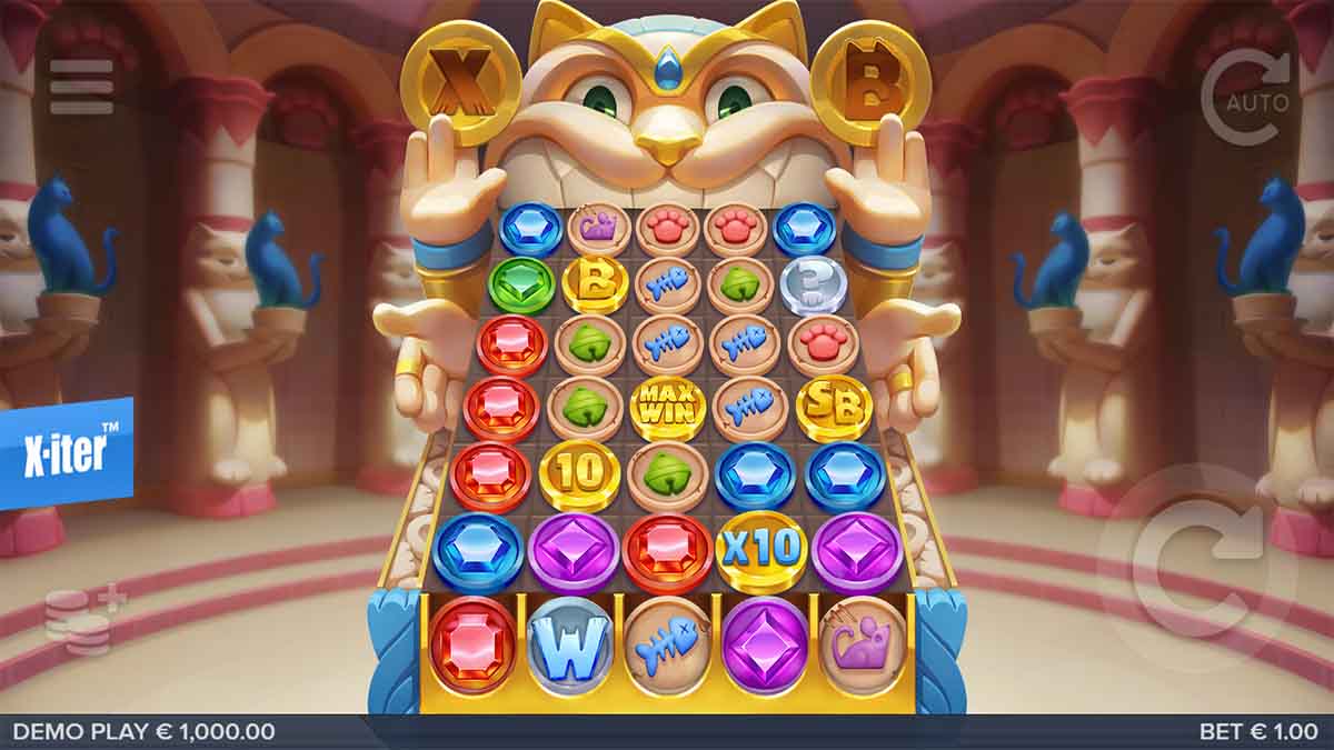 Catemple slot game by ELK Studios, Base Game view