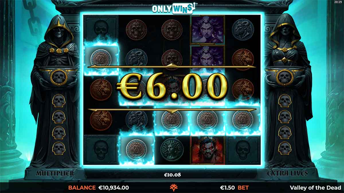 Valley of the Dead slot game by Yggdrasil Gaming, Showing 6.00 win