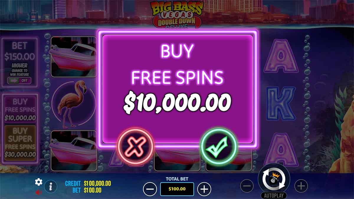 Big Bass Vegas Double Down Deluxe slot game by Pragmatic Play, buy free spins