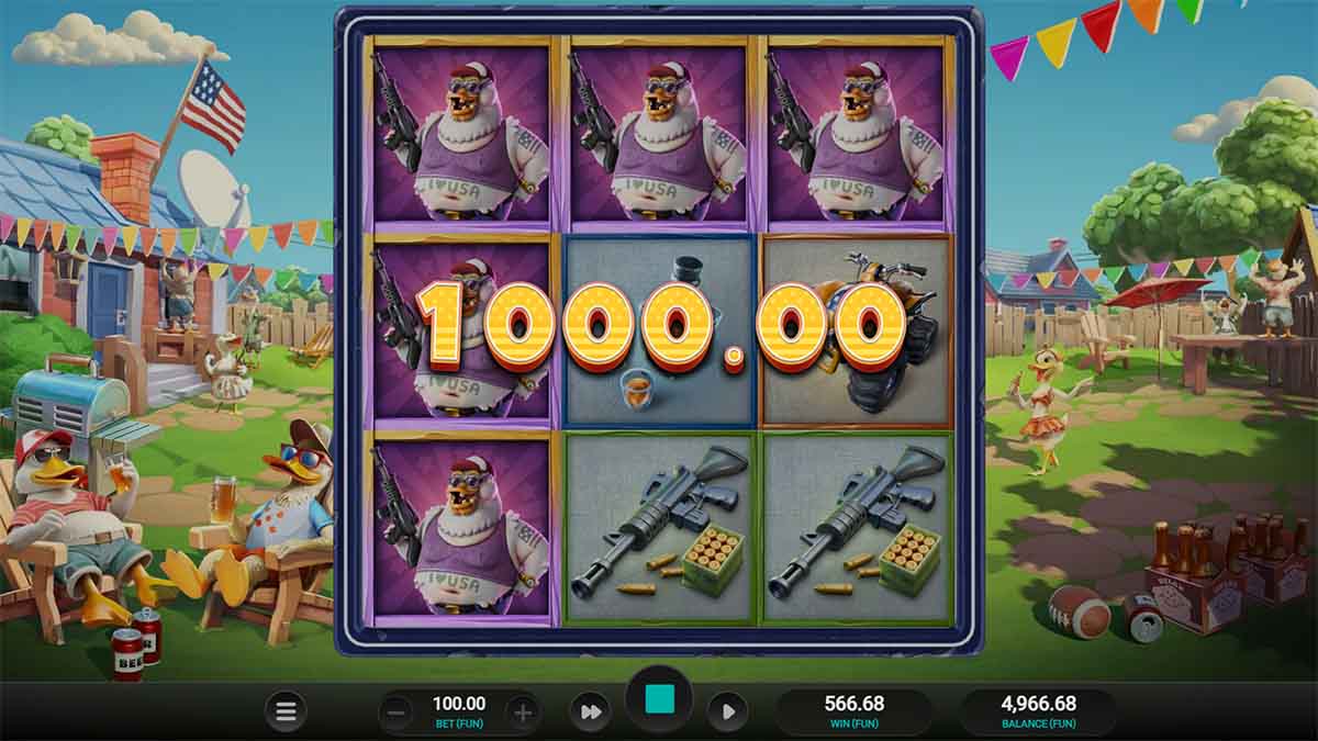 Quackin Reels slot game by Relax Gaming showin win of 1000