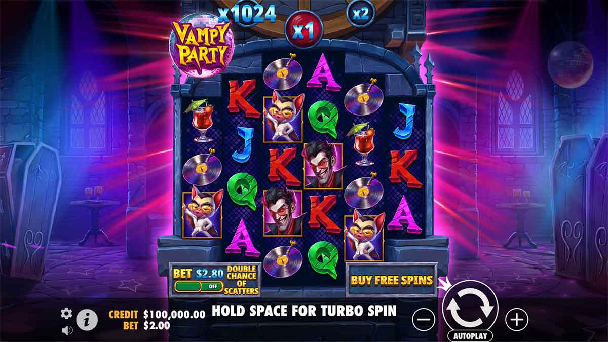 Vampy Party slot game by Pragmatic Play, Base Game view