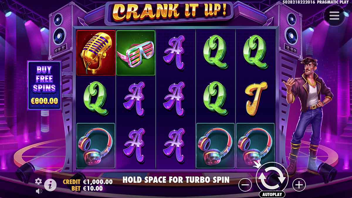 Crank It Up slot game by Pragmatic Play, base game view