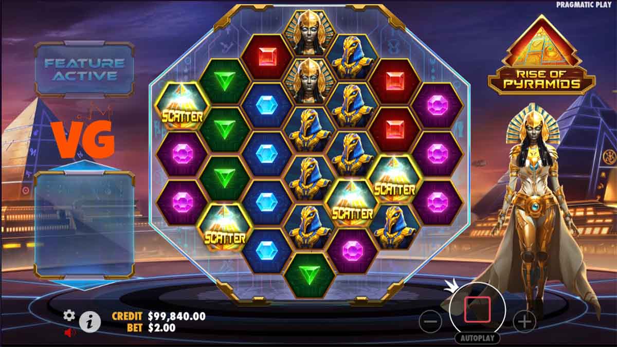 Rise of Pyramids slot game by Pragmatic Play, free spins scatter