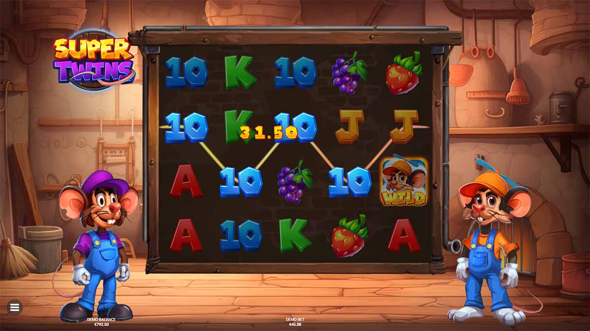 Super Twins slot game by Backseat Gaming,  showing Win of 31.50