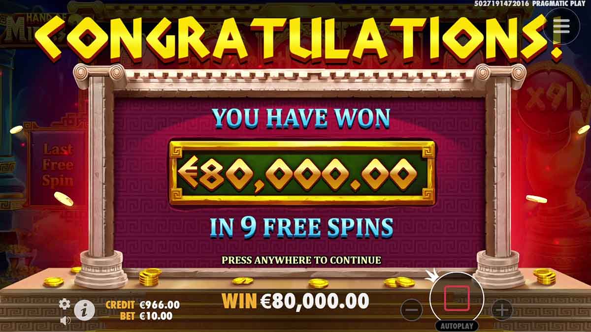 Hand of Midas 2 slot game by Pragmatic Play, 80,000 win