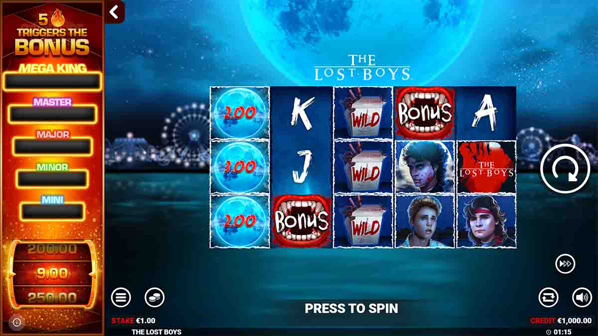 The Lost Boys slot game by Blueprint Gaming, Base game