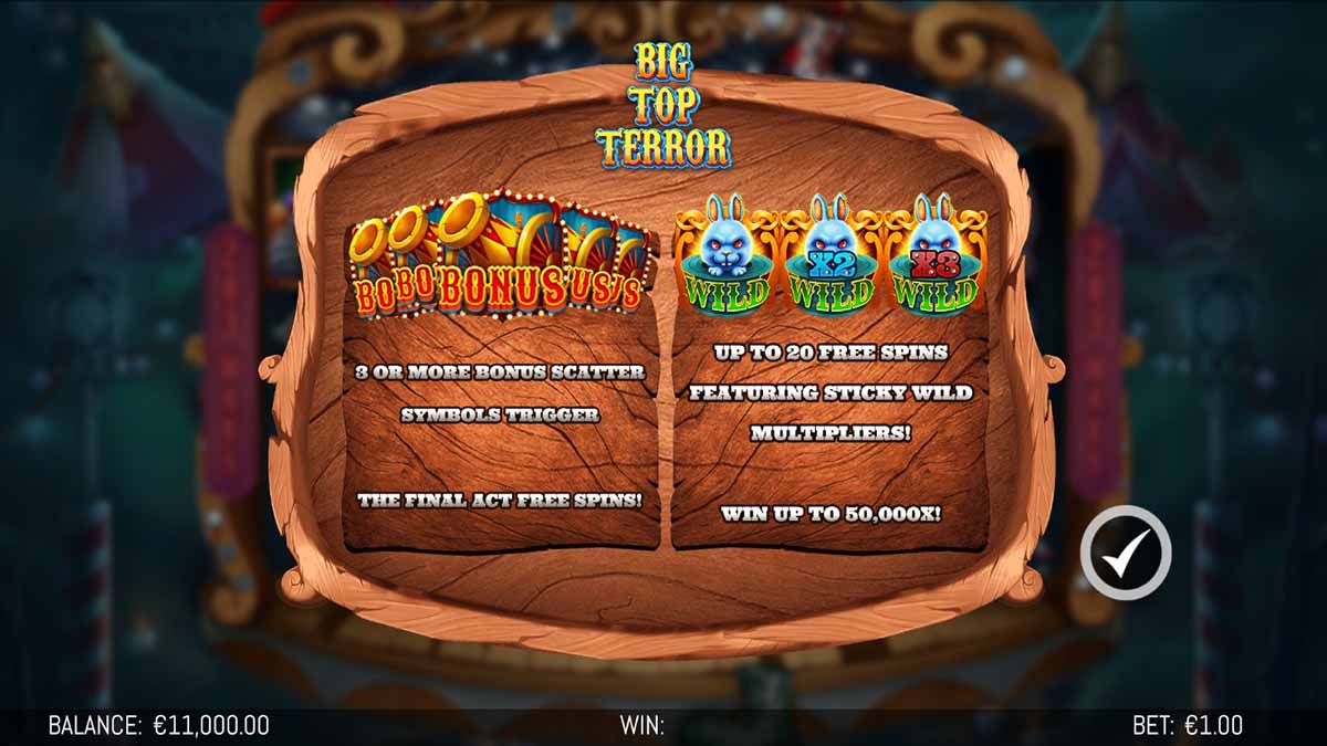 Big Top Terror slot game by Yggdrasil, introduction