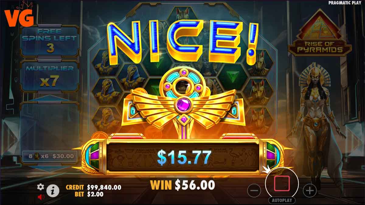 Rise of Pyramids slot game by Pragmatic Play, nice win