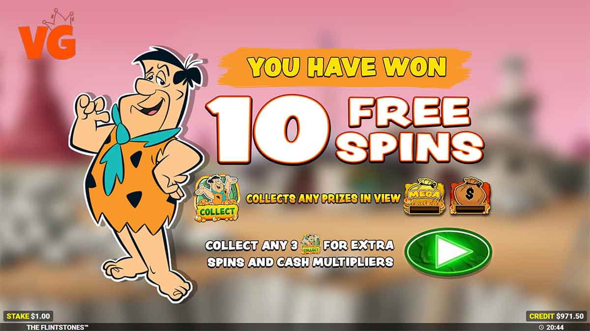 The Flinstones slot game by Blueprint Gaming, 10 free spins