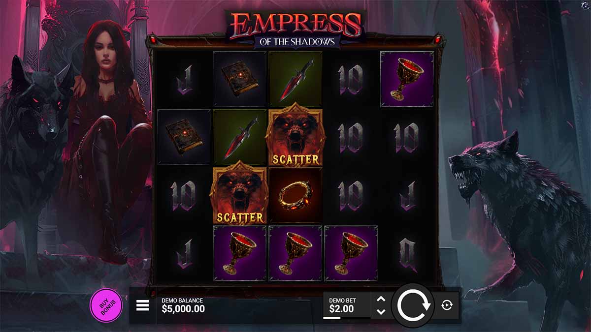 Empress of the Shadows slot game by Bullshark Games, Base Game view