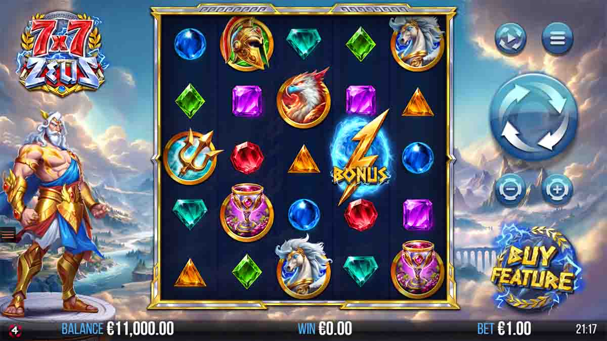 7x7 Zeus slot game by 4ThePlayer, base game