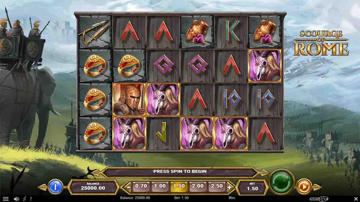 Scourge of Rome slot game by PlayN Go, base game